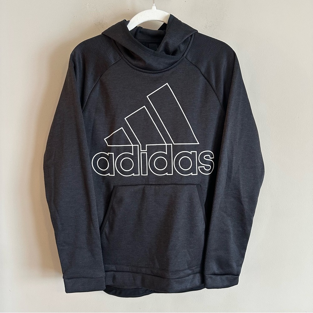 NWT Adidas Women’s BOS Team Badge of Sport Fleece Hoodie Sweatshirt Black EI8346